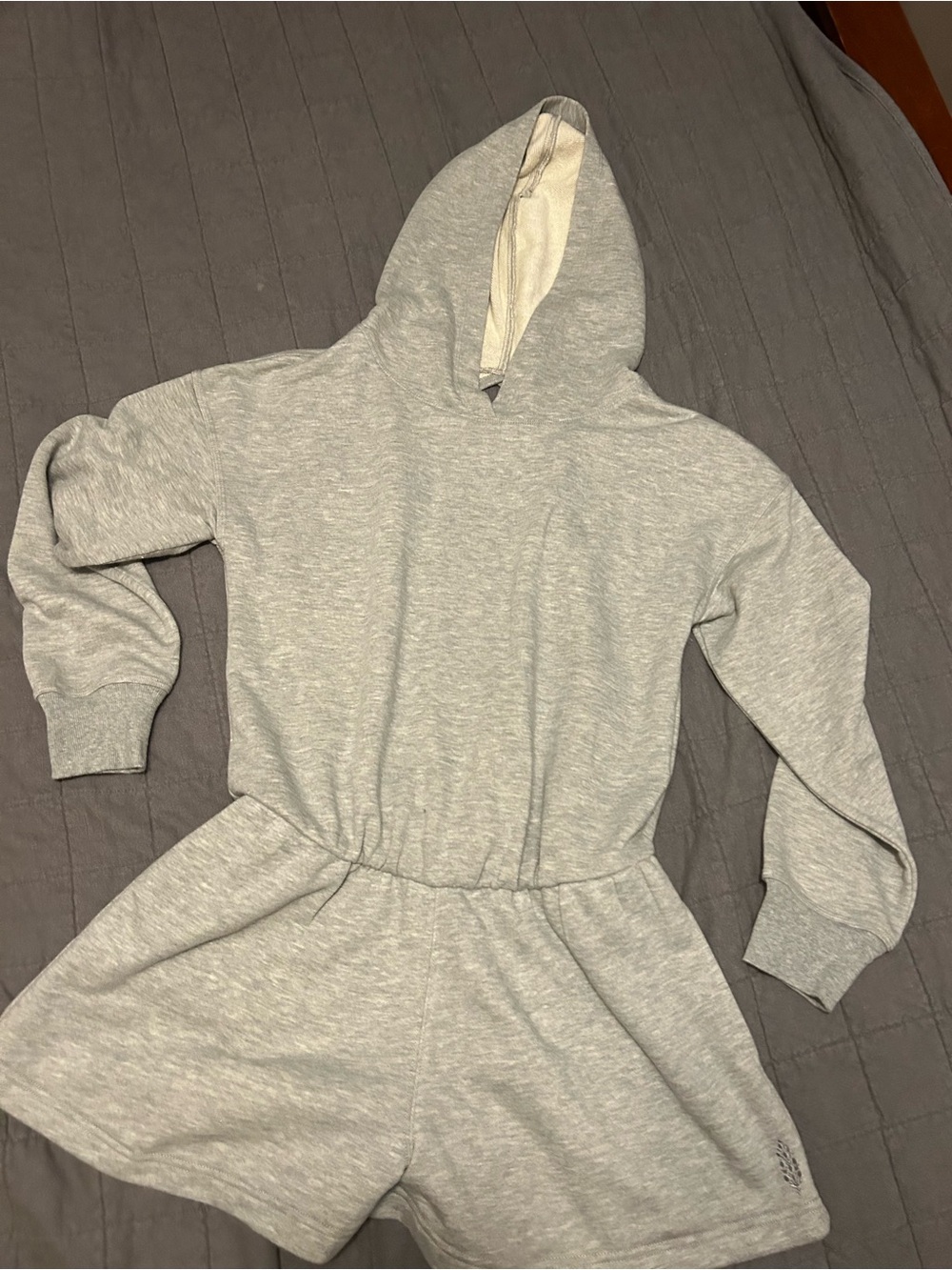 Womens FP Heather Gray Hooded One-Piece Romper